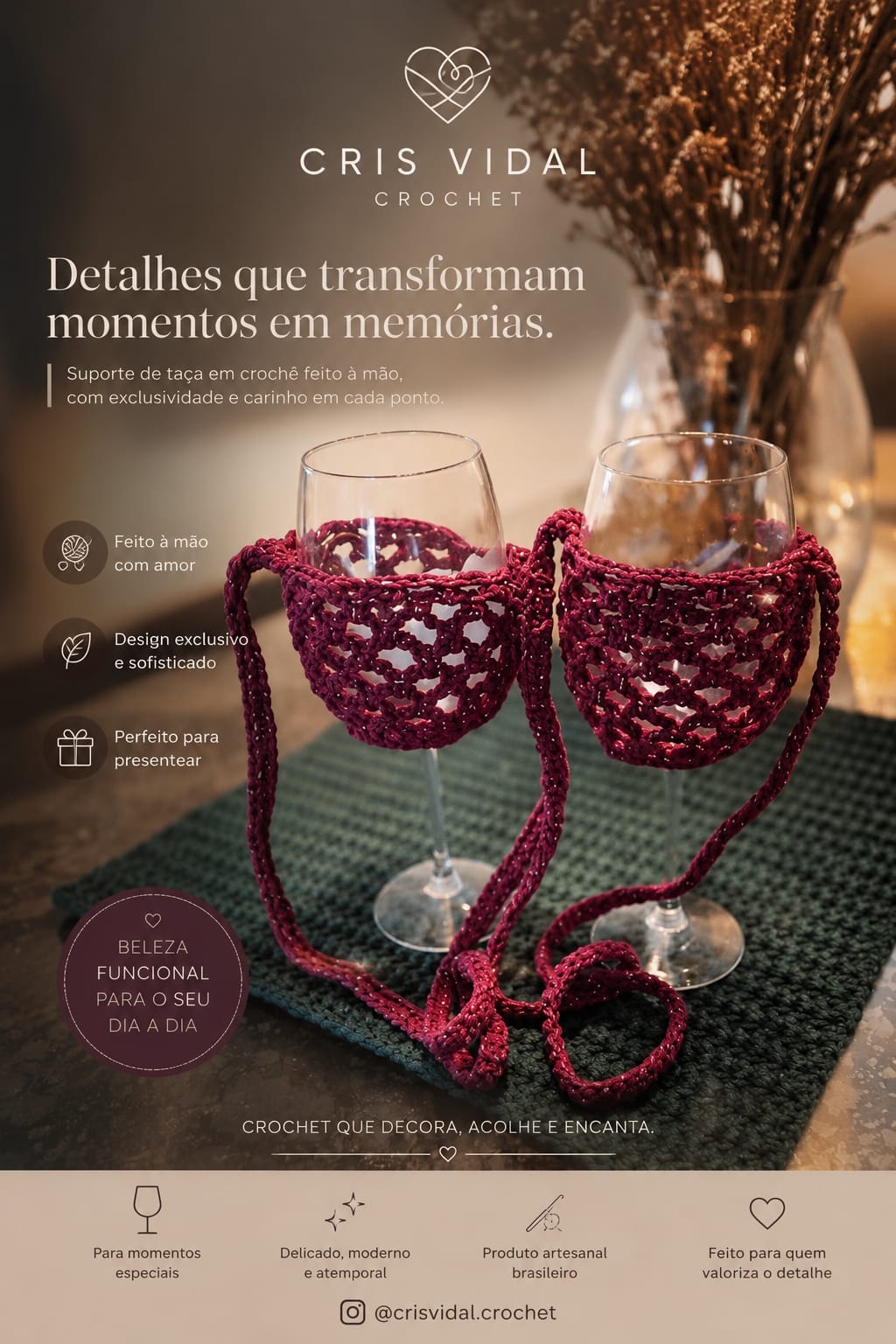 Suporte para Taça Ani artesanal em crochê
